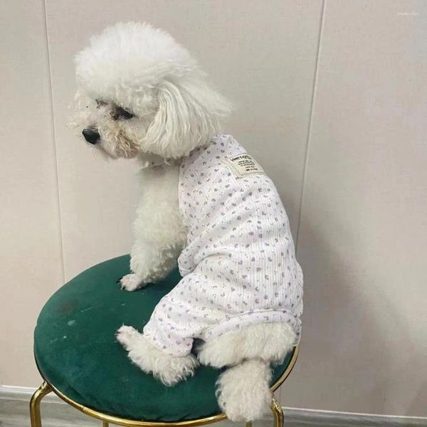 Vestuário para cães Pet Camisa Floral Impressão Quatro Pernas Sem Mangas Cool Estilo Roupas Gato Pitbull Pijama Confortável Tecido para Outdoor