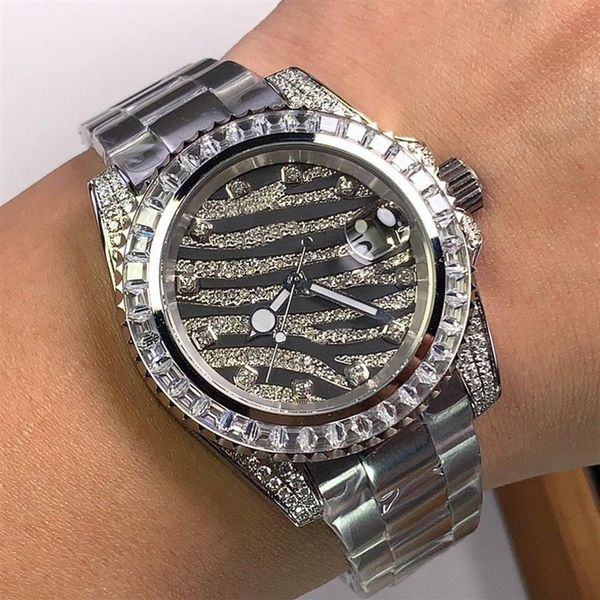 Diamantes relógios masculinos relógios 40mm movimento mecânico automático relógio à prova de guerra negócios montre de luxo3087