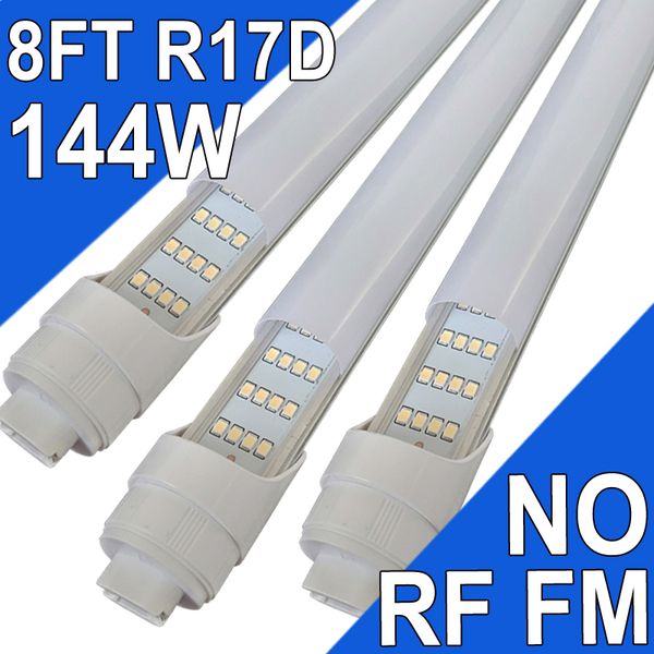 144W 8Ft T8 LED-Röhrenlicht mit R17D-Sockel, 18000 Lumen, 6500K Kaltweiß, 120 Volt, R17D, Double End Power Ballast Bypass für Supermärkte im Innenbereich, Hallen USAstock