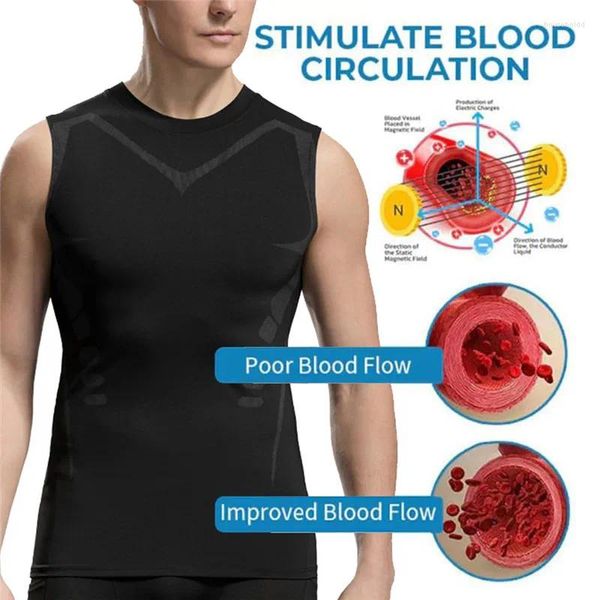 Regatas masculinas Ionic Shaping Vest Corpo Shaper Compressão Top Homens Emagrecimento Barriga Controle Amigável à Pele Camisas Sem Mangas