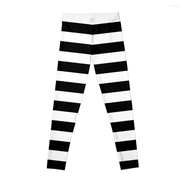 Calça ativa preta e branca listras horizontais leggings legging esporte fitness roupas de ginástica femininas