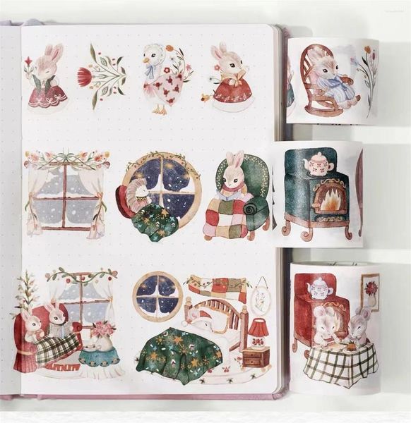 Confezione regalo Vintage Christmas Eve Weaving Dream Collection Washi Nastro PET per pianificatore di biglietti per scrapbooking fai da te Adesivo decorativo