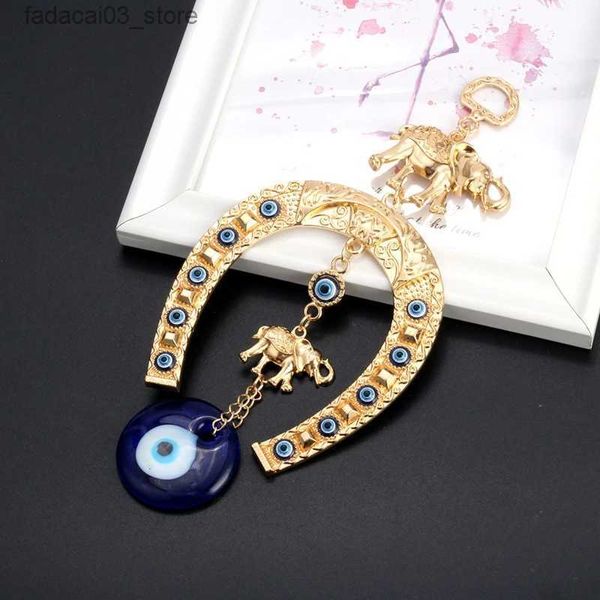 Portachiavi Cordini Trkiye Blue Eye Ferro di cavallo Elefante Ciondolo Evil Eye Portafortuna Appeso a parete Decorazione Benedizione Decorazione della casa Q240201