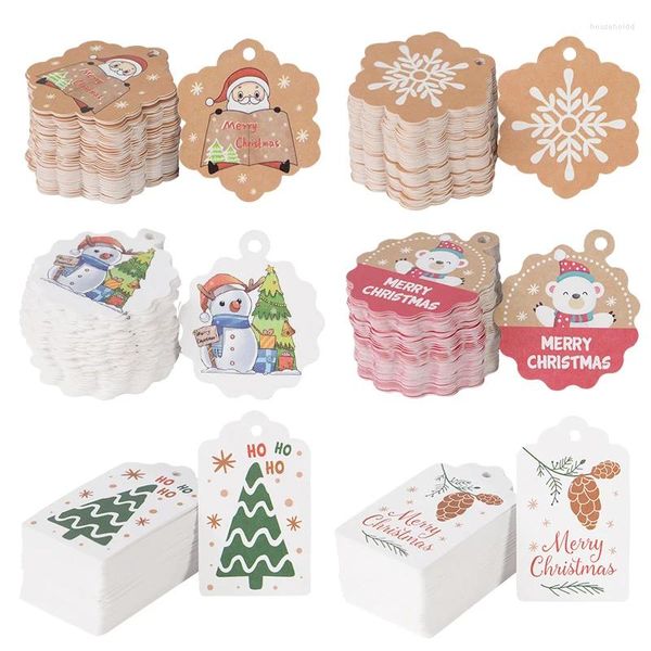 Weihnachtsdekorationen, 100 Stück, Geschenkverpackung, Ornament, fröhlicher Weihnachtsmann, Etiketten, Etiketten, Weihnachten, Jahr, Geschenkverpackung