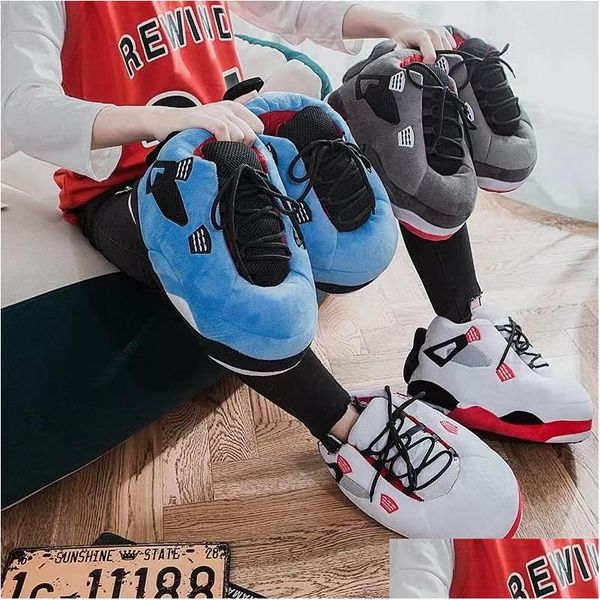 Home Shoes Uni Sneaker Hausschuhe Winter Warm Home One Size Fits All P House Shoes Fluffy Indoor Slides Eu Drop Delivery Home Garden Hom Dhfvl