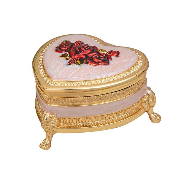 Scatola portagioielli a forma di cuore retrò Splendida scatola del tesoro Scatola decorativa per gioielli Scatola regalo souvenir per signore e ragazze