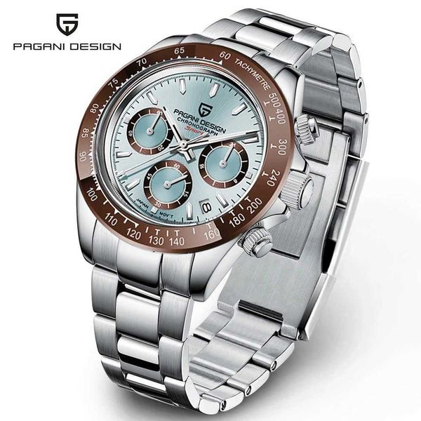 Outros relógios 2023 Novo PAGANI Design Top Class Mens Sports Quartz Watch Sapphire Aço Inoxidável À Prova D 'Água Timing Luxo Reloj Hombre J240226