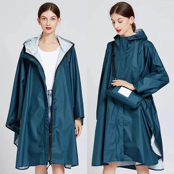 Impermeabili Cappuccio Cappotto antipioggia Poncho Copertura Trench Impermeabile o Donna Cerniera impermeabile Mantello femminile Rivestimento in PU con custodia Formato libero