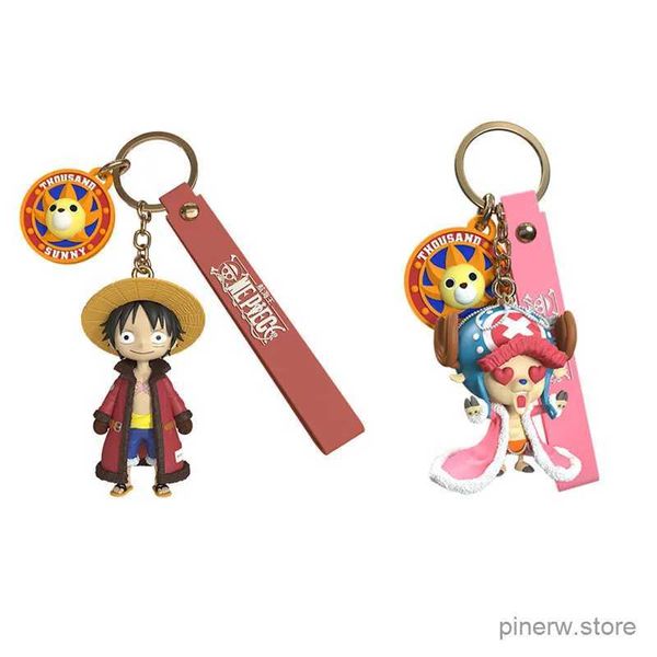 Figure di giocattoli d'azione Genuino One Piece Anime Figure Rufy Chopper Portachiavi Ciondolo Borsa carina Ornamento Bambole Bambini Giocattolo di Natale Regali