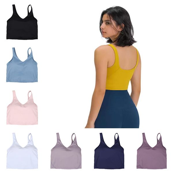 2024 Yoga Bras Womens Sports Underwear Fashion Designer Dupla Face Lixar Apertado Cinto Fino Sexy Tanques Colete Sling Wear Sutiã Cuecas de Alta Qualidade