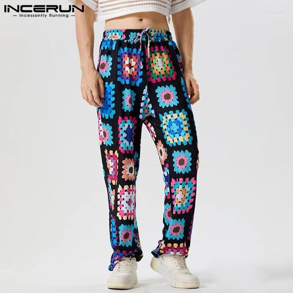 Männer Hosen Männer Blumen Druck Kordelzug Streetwear Stilvolle Gerade Hosen Jogger Lose 2024 Casual Pantalon S-5XL INCERUN