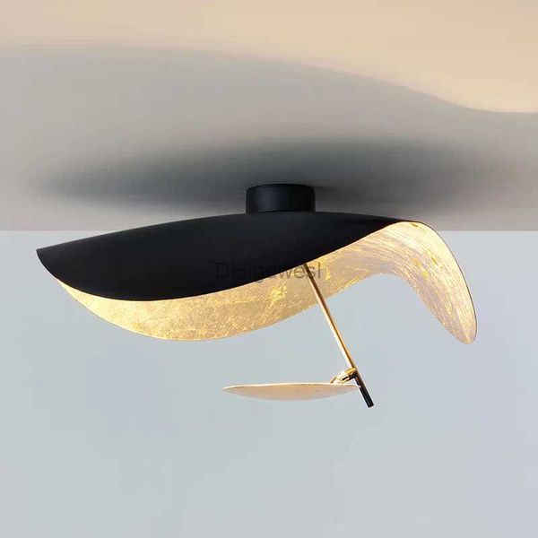 Lâmpadas pendentes Lâmpada de teto industrial Designer Lotus Leaf Lamp Ferro preto e ouro luz de teto para sala de estar Quarto cozinha luzes de design YQ240201
