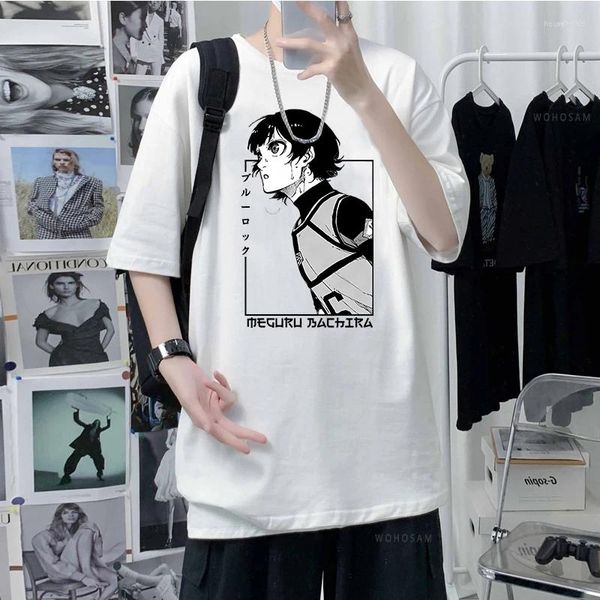 T-shirt da uomo Anime BLUE LOCK Bachira Meguru Camicia per uomo Donna Manga giapponese Grafica Top Tees Girocollo in cotone estivo