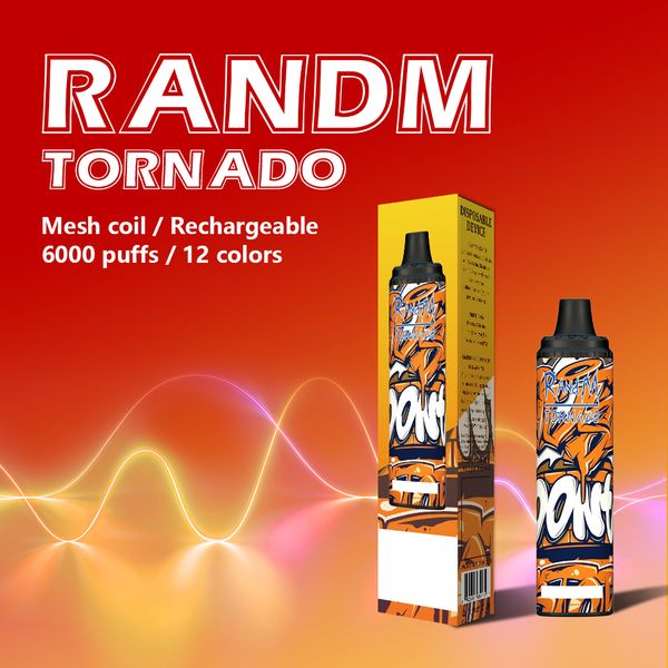 Fumot RandM Tornado 6000 Puffs Одноразовая сетчатая катушка для вейпа Доступны 30 вкусов Батарея Type-c Перезаряжаемая RGB-подсветка