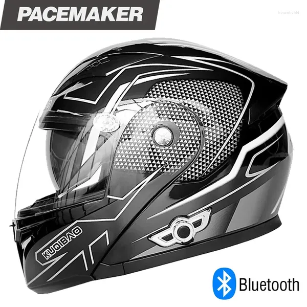 Capacetes de motocicleta para homens capacete bluetooth impermeável anti-nevoeiro lente dupla moto motocross capacete dot 3c certificação