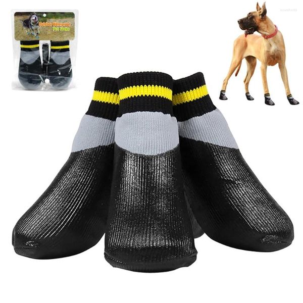 Hundebekleidung 4 teile/satz Outdoor Wasserdicht Rutschfeste Anti-Flecken-Katzensocken Booties Schuhe mit Gummisohle Haustierpfotenschutz für kleine und große Hunde
