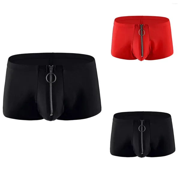 Cuecas homens frescos roupa interior solta boxer shorts zíper grande para bolsa moda coreana roupas masculinas