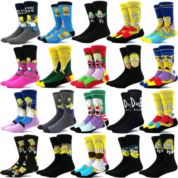 Herrensocken Simpsons Cartoon Anime Lustige Männer Hip Hop Print Neuheit Verrückte Sokken Unisex Bequemes Skateboard Happy Meias