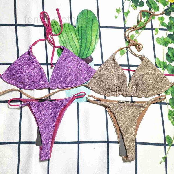 Mulheres Swimwear Designer Marca Maiô fen di Carta Impresso Biquíni Triângulo Bolsa Sexy Moda YRG4