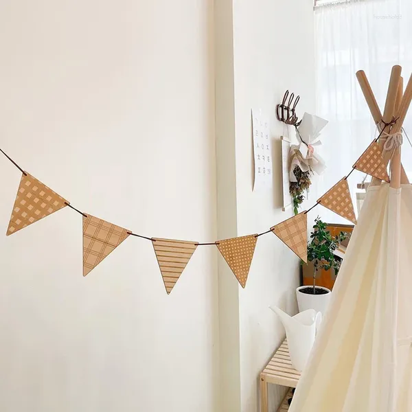 Decoração de festa de madeira flâmulas bunting bandeira bandeira parede pendurado guirlanda chá de bebê aniversário de casamento para decoração de casa po prop