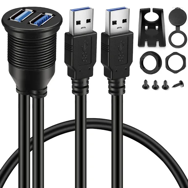 1m 3ft 2 bağlantı noktası çift USB 3.0 Gösterge Paneli Panel Aydınlatma Kamyonu Teknesi Motosiklet Motosiklet Su Geçirmez Kablo