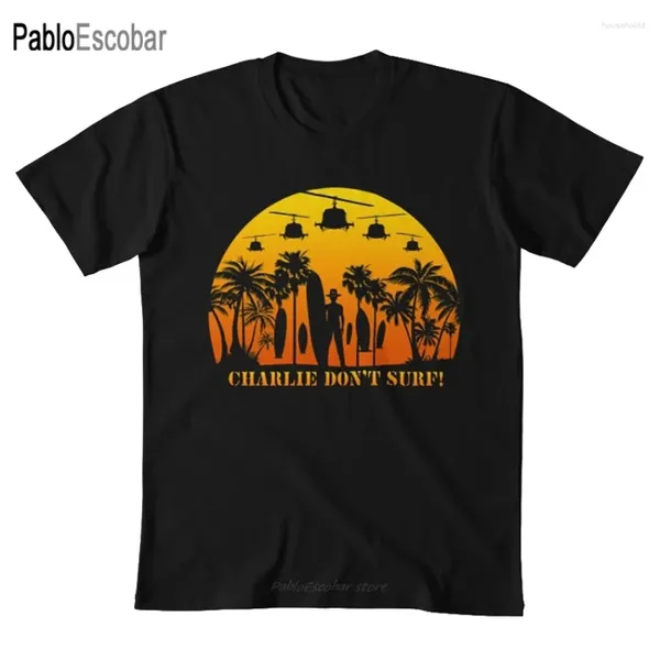 Camisetas masculinas Charlie Don't Surf - Apocalypse Now Camiseta Tenente Exército Surfando Filme Engraçado