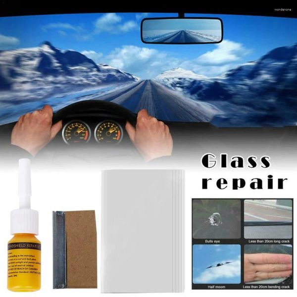 Soluções de lavagem de carro 5pcs kit de ferramentas de reparo de arranhões de vidro de veículo lâmina líquida filme curado material adesivo de resina ou substituição