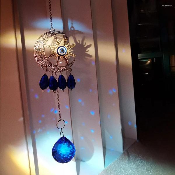 Decorações de jardim mau olhos windchime artesanato pingente cristal sinos vento sun catchers casa pendurado sinos luz captura decoração