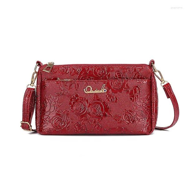 Borse da sera Borsa da donna Coreana multistrato in pelle laccata Spalla singola diagonale a cavallo Acquisto Mini balestra vegetale