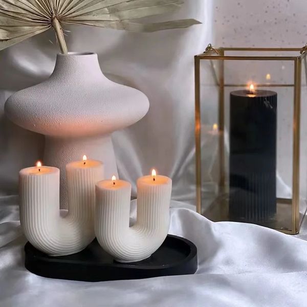 Vela decorativa para casa por atacado, velas perfumadas geométricas em formato de us, ponte arco-íris, decoração de quarto, aroma 240122