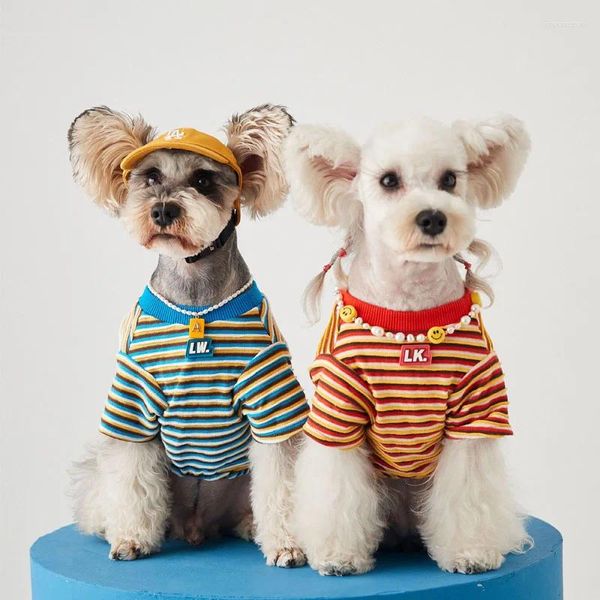 Cão vestuário listra roupas de algodão confortável traje respirável durável para filhote de cachorro cães bonitos adorável acessórios para animais de estimação fornecedor