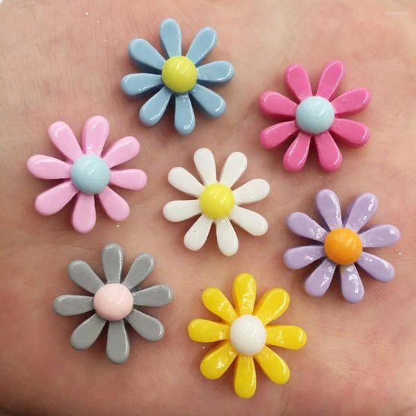 Ferramentas artesanais mistura resina crisântemo flor plana volta cabochão pedra em miniatura diy scrapbook acessórios de decoração para casa f683 2