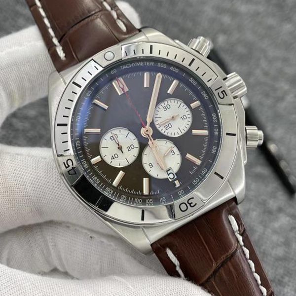Homens relógio de bateria de quartzo luxo todo em aço inoxidável 42MM pulseira de couro tradicional super luminosa safira relógio à prova d'água vestido Montre de Luxe designer masculino relógio