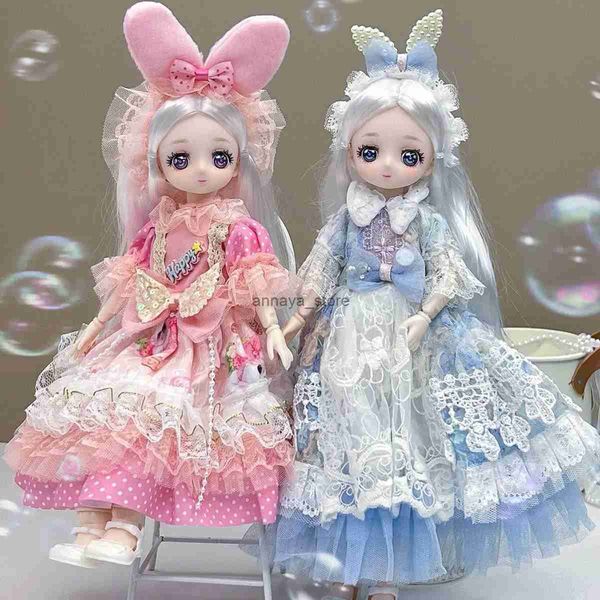 Bonecas 1/6 anime rosto bjd boneca 30cm lolita vestido brinquedos dos desenhos animados princesa bola articulada boneca conjunto completo para menina aniversário giftl2402