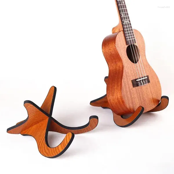 Ganchos portátil ukulele de madeira dobrável suporte dobrável vertical guitarra display rack acessórios instrumento parte