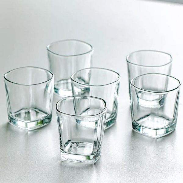 Weingläser 180/220 ml 4 Stück Trinkglasbecher Kleine runde quadratische Milch Whisky für Wasser Kaffee Saft Getränkebecher