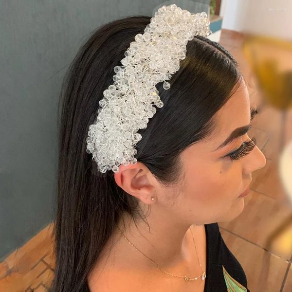 Fermagli per capelli A416 Fascia per capelli da sposa in cristallo di lusso Sposa Diademi Copricapo boemo Accessori Festa di compleanno Copricapo Donne Corone