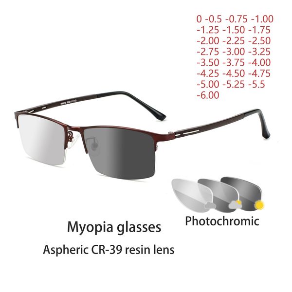 Pochrome Brillen Männer Frauen Myopie Brillen Fertige Brillen Studenten Kurzsichtbrillen 0 -0,5 -1 -1,25 -1,5 -1,75 -6 240201