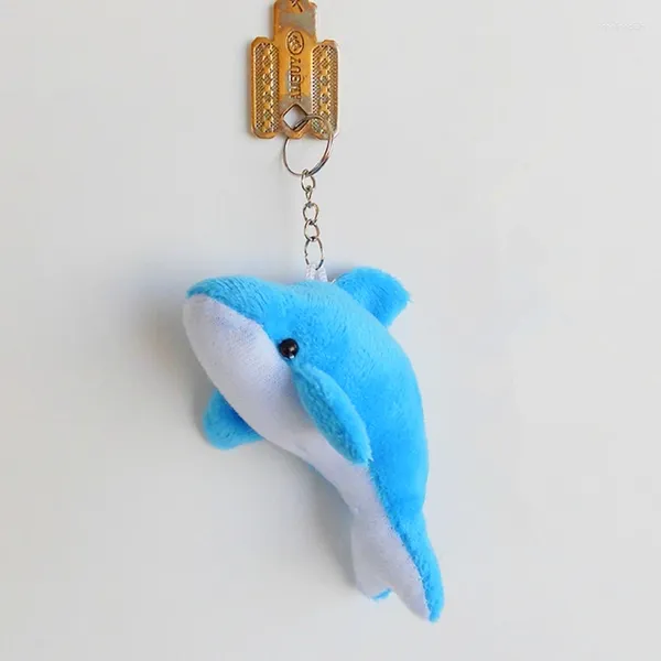 Schlüsselanhänger 2 stück 3D Nette Delphin Plüsch Puppe Schlüsselbund Frau Tasche Charms Flauschigen Pom Halter Fisch Anhänger Schmuckstück Party Geschenk