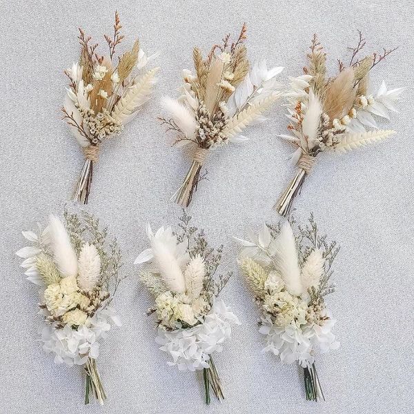 Декоративные цветы Мини-букет из сухих цветов Набор из 6 маленьких букетов Богемный свадебный стол Центральные композиции Композиции для подружки невесты