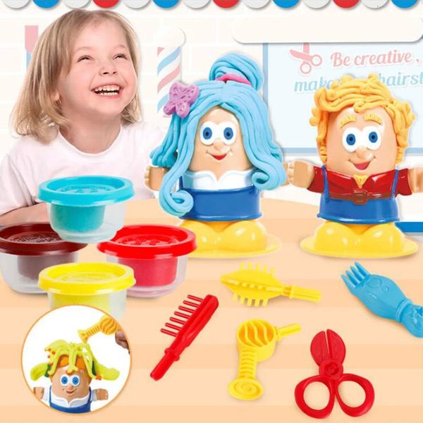 I bambini giocano con la pasta creativa 3D giocattoli educativi modellazione di argilla plastilina kit di strumenti design fai da te parrucchiere modello per bambini 240124