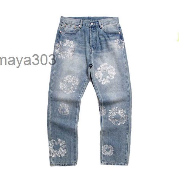 Jeans für Frauen Jeanbaggy Männer Kranz Schwarz Weites Bein Perlen Reißverschluss Klassische Hosen Lila Jeans Denim Shorts Streetwear Lässige Jogginghose DesignerH9R9 H9R9