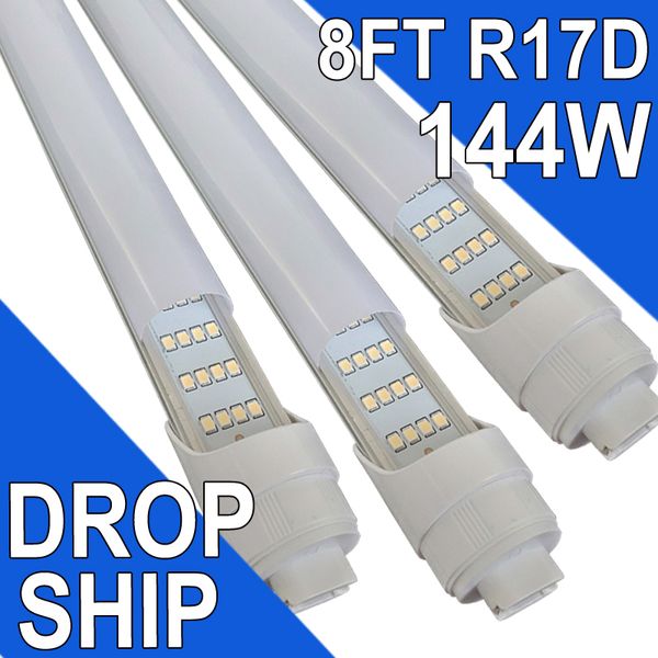 R17D LED-Glühbirne, 8 Fuß, V-förmig, 144 Watt T8-LED-Röhren, milchige Abdeckung, 18.000 lm superhell, HO-drehbares Ende, 2-poliger Shop, 6.500 K, Ersatz für Leuchtstofflampen usastock