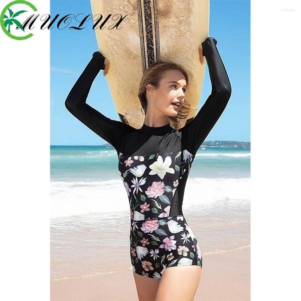 Costumi da bagno da donna MUOLUX 2024 Manica lunga Rash Guard Costume intero da donna Costume da bagno sportivo Bagnante Costume da bagno Monokini Body