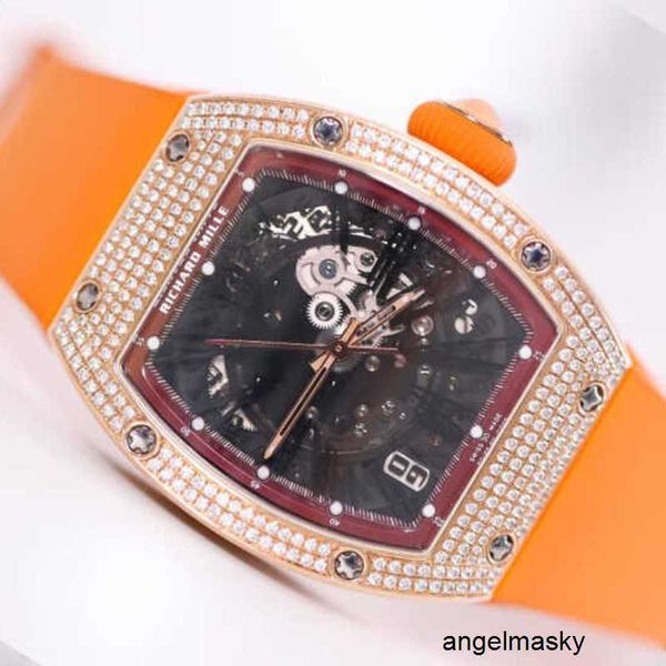 Mosissanite Watch RM Armbanduhr RMwatches Armbanduhr RM023 Unisex 18K Roségold mit Diamantbesatz Swiss Luxury Leisure Sports