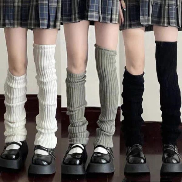 Женские носки, черные гетры в стиле Лолиты, вязаные длинные осенне-зимние шерстяные чехлы для ног, теплые гетры Y2k, вязаные крючком, манжеты для ботинок