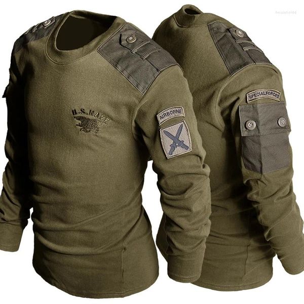 Мужские футболки, тактические футболки с длинным рукавом, хлопковые хлопковые армейские десантники армии США, топы для тренировок на открытом воздухе, весенне-осенняя униформа