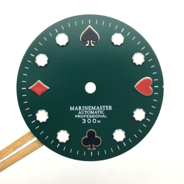 Kit di strumenti di riparazione 28 5mm NH35 NH36 quadrante dell'orologio Poker Abalone per NH35A NH36A movimento verde luminoso modificato con S LOGO295o