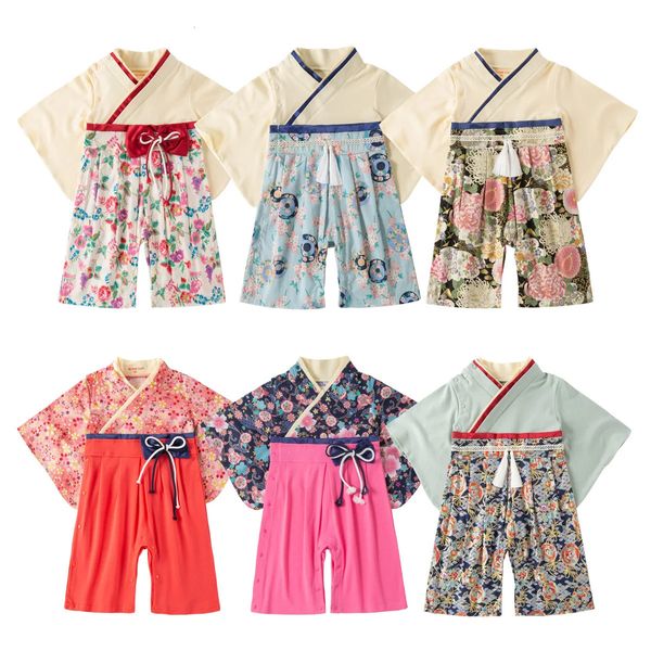 Çocuklar Japon kimono tarzı kız bebek erkek erkek 5 tür toddler bebek pamuk kimono erkekler tulum kıyafetleri kostüm 240118