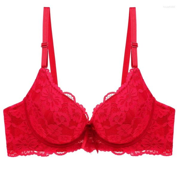 Reggiseni Reggiseno push up da donna in pizzo sexy Taglie forti Coppa ABC Grande lingerie da donna Bralette Fiore Reggiseno in puro ricamo Underwea